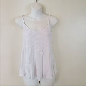 Pacsun LA Hearts smocked Blouse Small White Flowy Gauze Tie Back
